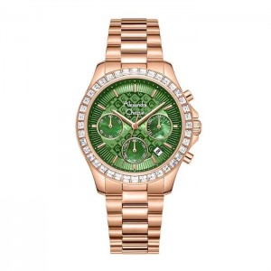 Alexandre Christie AC 6696 Rosegold Green Steel Lady MCFRGGN
